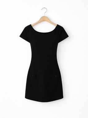 Sophie Max Black Mini Dress Clean Girl Minimal Chic Short Sleeve Size M